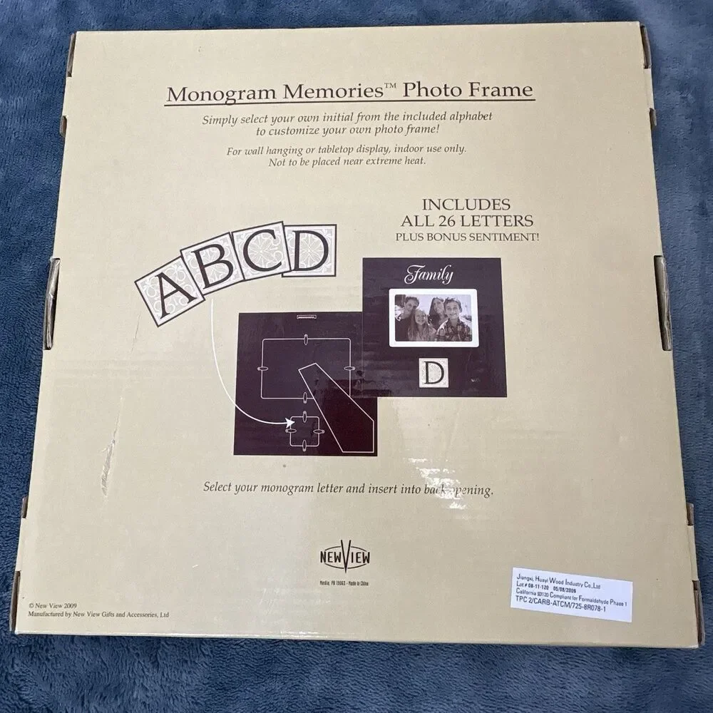 New View Monogram Memories Photo Frame 4x6 With All 26 Letters Personalize